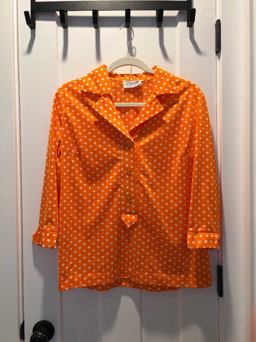 Vintage Serbin of Florida Orange Polka Dot Shirt Designed by Muriel Ryan